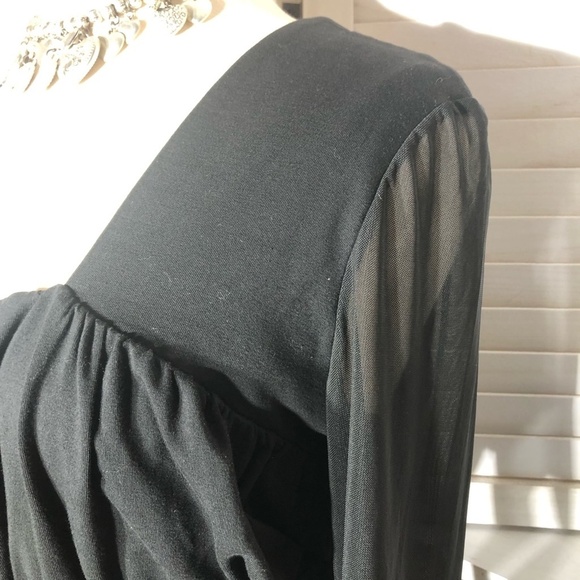 ASOS Design Black Mesh Long Sleeve Square Neck Top 22 - Picture 8 of 12